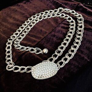 Vintage Kenneth Jay Lane (K.J.L.) silver-tone metal chain belt